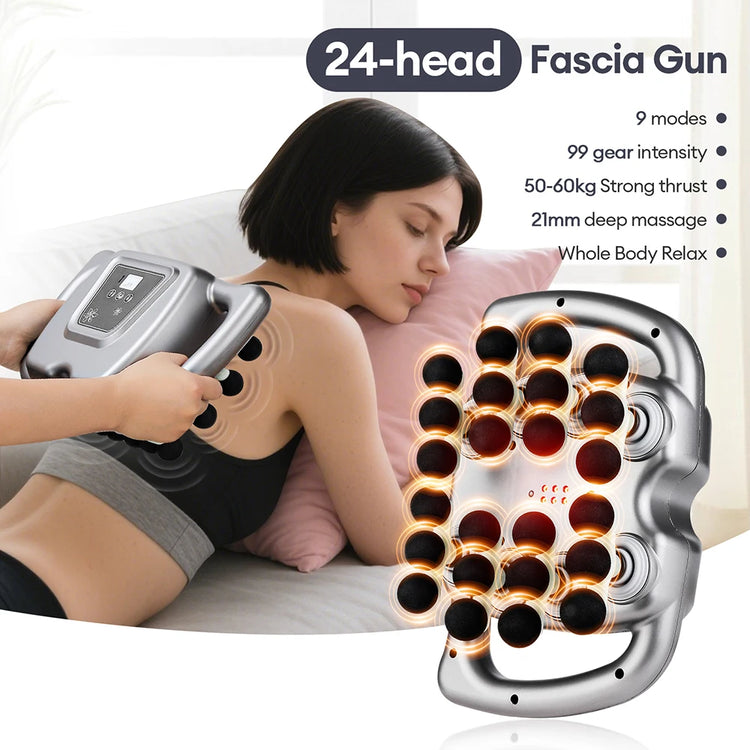 24 Head Fascia Gun 9 Modes High Frequency Massage by Home for Health and Beauty