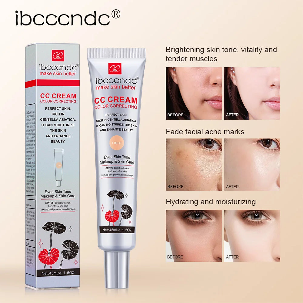 Color Correcting CC Cream Facial Centella Asiatica Repair BB Cream Natural Concealer Whitening Liquid Foundation Cosmetics by Home for Health and Beauty