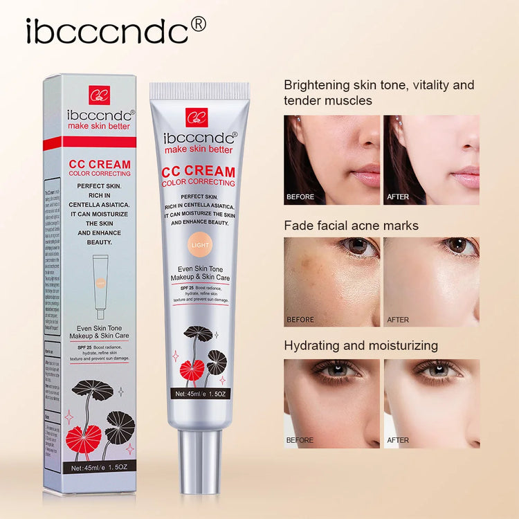 Color Correcting CC Cream Facial Centella Asiatica Repair BB Cream Natural Concealer Whitening Liquid Foundation Cosmetics by Home for Health and Beauty