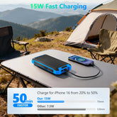 Solar Power Bank Wireless Fast Charging 36000mAh 15W Large Capacity Power LED Outdoor 4 Built-in Charging For iPhone Samsung by Home for Health and Beauty