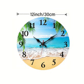 XMSJ Round Wooden Wall Clock Silent Living Room Decor by Home for Health and Beauty