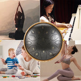 12 Inch Music Drum with Handbag Drumstick 15 Notes D Tone Ethereal Drum Yoga Meditation Sound Healing Beginner Hand Drum by Home for Health and Beauty