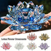 Crystal Lotus Flower Figurine Home Wedding Decoration Glass Craft Collection Paperweight Table Ornaments Souvenir Gifts by Home for Health and Beauty