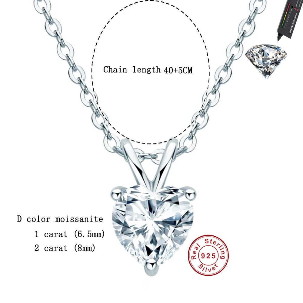 925 Sterling Silver Cross Chain Heart Shaped Moissanite Pendant Necklace for Women Engagement Jewelry US Shipping by Home for Health and Beauty