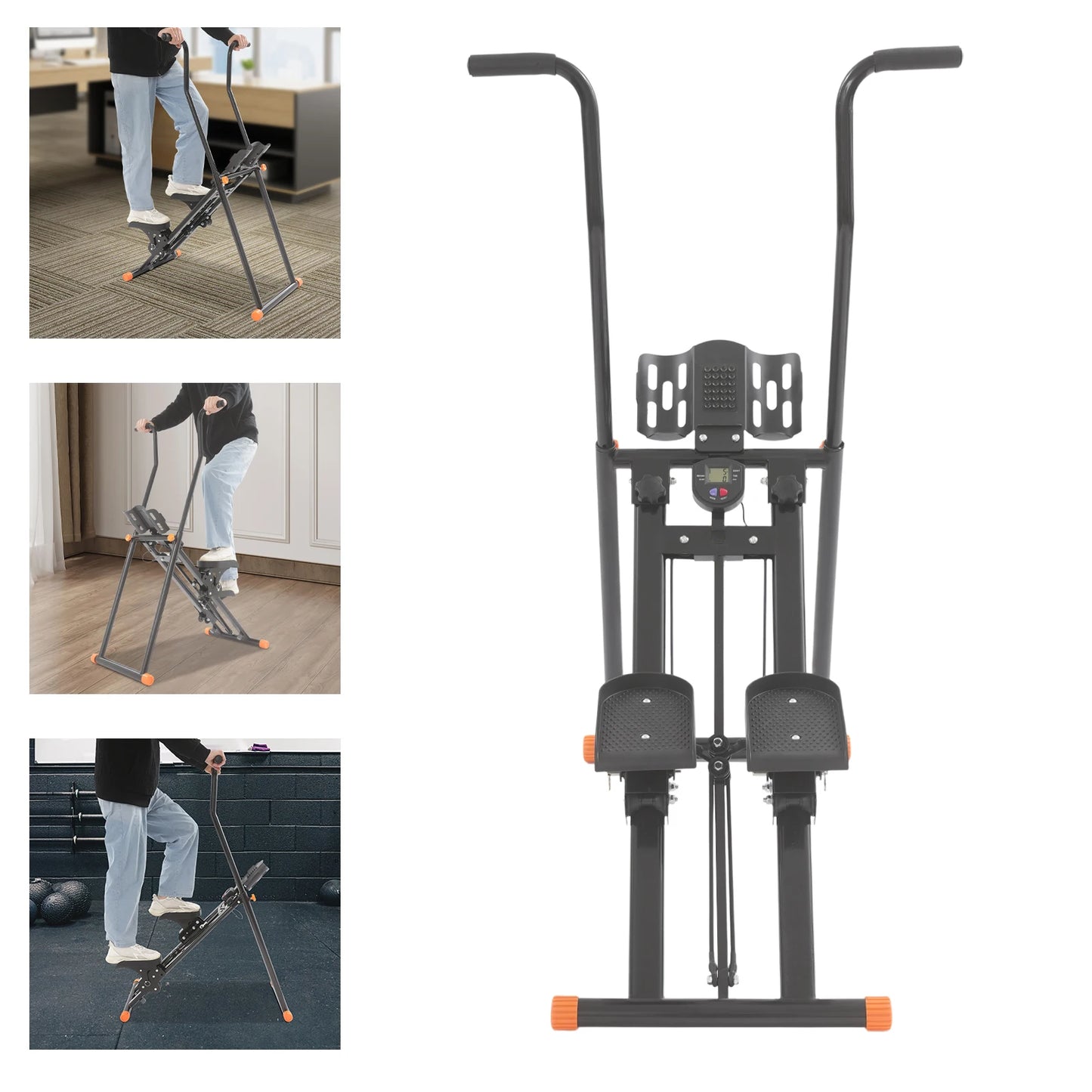 Foldable Stair Stepper Vertical Climber 3-Gear Pedal Angle