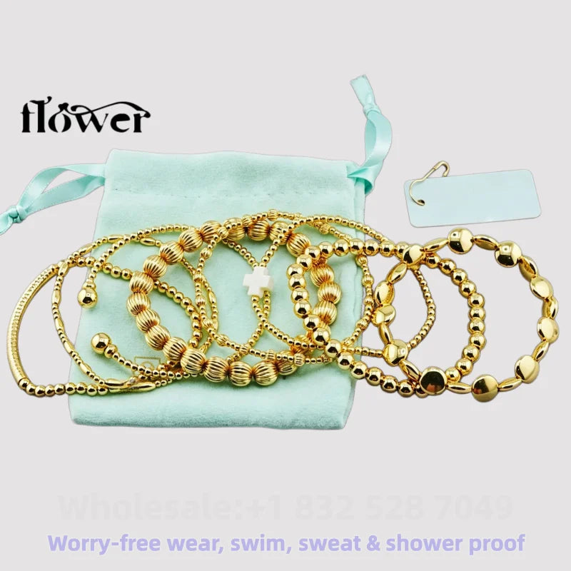 Waterproof Charm Beads Stackable Bracelets Bangles Fashion Fine Jewelry Gift For Women Anniversary Birthday by Home for Health and Beauty