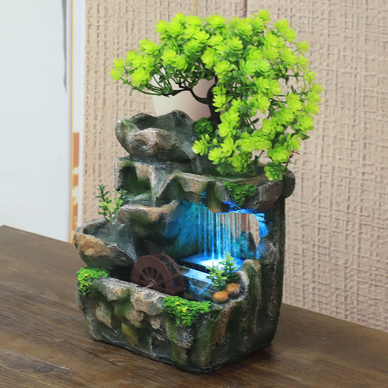 Indoor Room Fountain Waterfall Decor Desktop Fountain Decoration Water Feature with Colour Changing LED Lighting Zen Meditation by Home for Health and Beauty