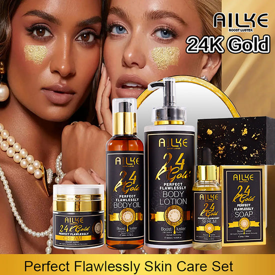 AILKE 24K Glod Flawlessly Skin Care Range, Skin Whitener, Reduce Dark Spots, Melanin, Wrinkles, Moisturize, For Women & Men by Home for Health and Beauty