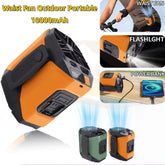 Portable Waist Fan 10000mAh with Power Bank LED Lighting Hanging Neck Fan 5 Speed Strong Airflow Cooling Fan for Outdoor Working by Home for Health and Beauty