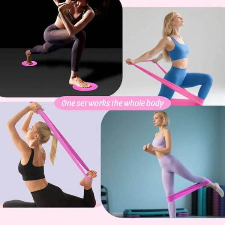 Pilates Equipment Kit for Home Workout with Ring Ball Set Core Sliders Adjustable Ankle Wrist Weights Resistance Bands in Black by Home for Health and Beauty