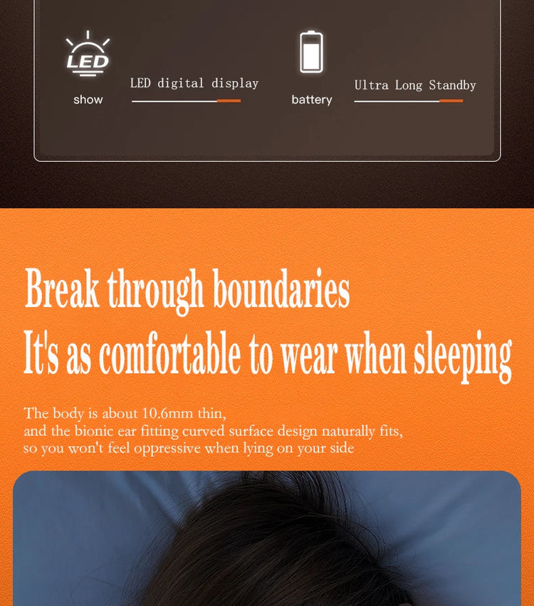 SK Ultra-thin Sleep Headphones 5.3 Wireless Bluetooth Headset Invisible Earbuds Hidden In Ear Button Sports Earphones Waterproof by Home for Health and Beauty