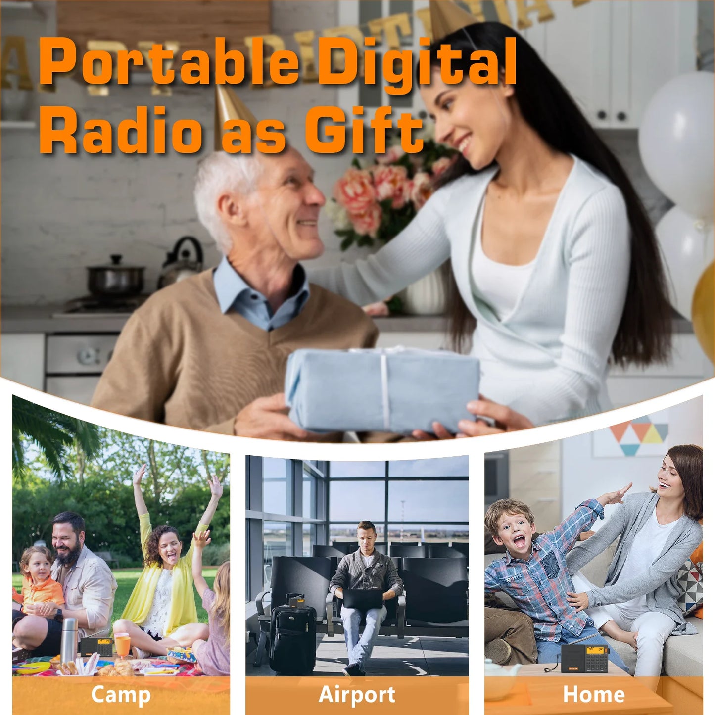 AllBand Portable Radio With BuiltIn Speaker And Rechargeable Battery