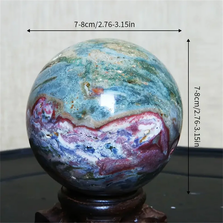 1pc Ocean Jasper Sphere, Crystal Collection by Home for Health and Beauty
