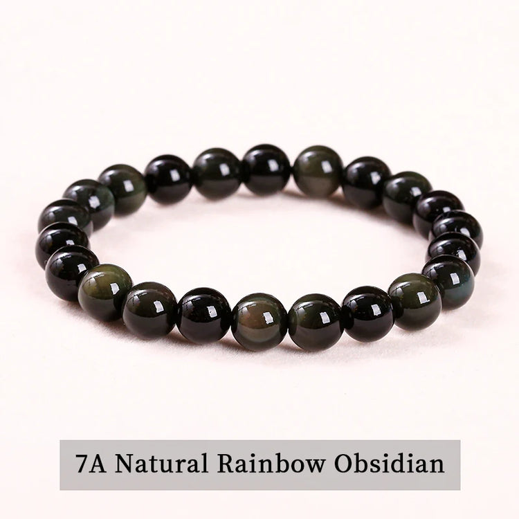 JD Natural Stone Beads Bracelet Amethyst Tiger Eye Crystal Quartz Agate Gem Beads Bangles Women Men Reiki Healling Jewelry Gift by Home for Health and Beauty