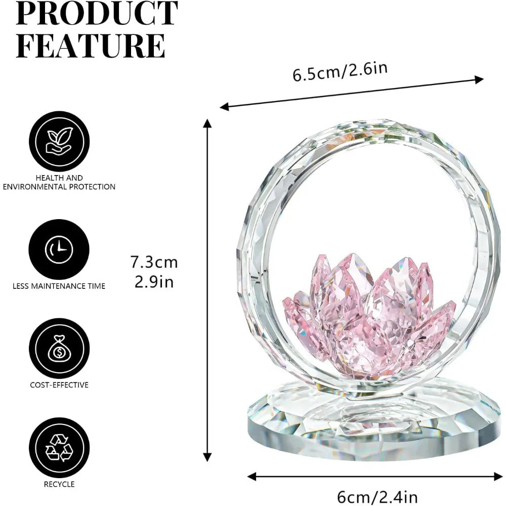 Crystal Sunflower Figurine Collectible Glass Flower Ornament Statue for Valentine&