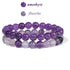 2Pcs Colorful Natural Stone Bead Bracelet Set 8MM Natural Agates Turquois Amethysts Quartzs Gem Stretch Bangle Jewelry Gift by Home for Health and Beauty