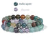 2Pcs Colorful Natural Stone Bead Bracelet Set 8MM Natural Agates Turquois Amethysts Quartzs Gem Stretch Bangle Jewelry Gift by Home for Health and Beauty