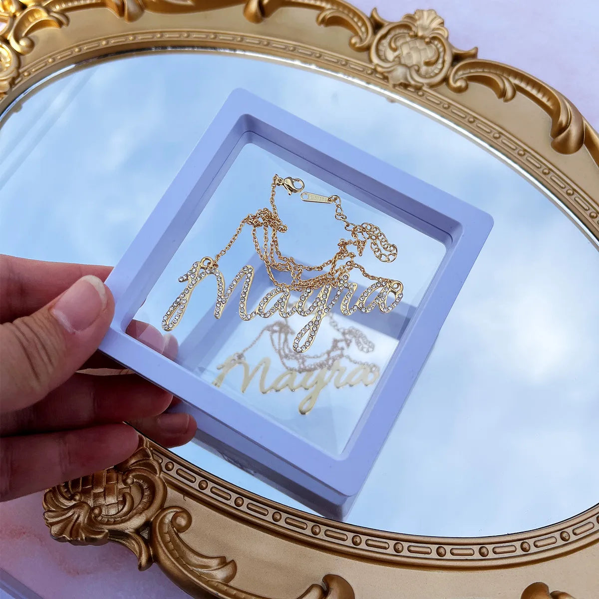 Custom Name Necklace Pave Zircon Script Nameplate Pendant