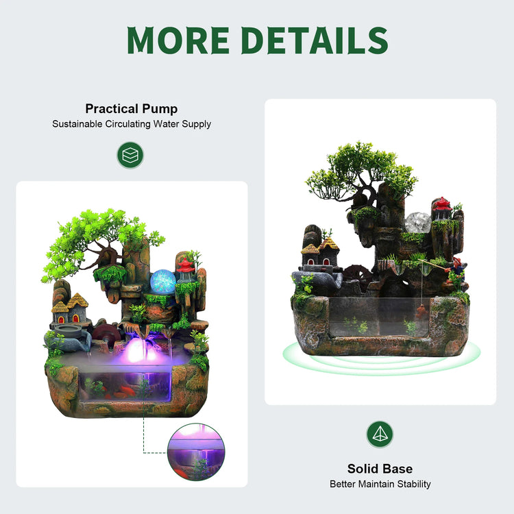 Lucky Feng Shui Money Tree Water Fountain With Resin Rockery by Home for Health and Beauty