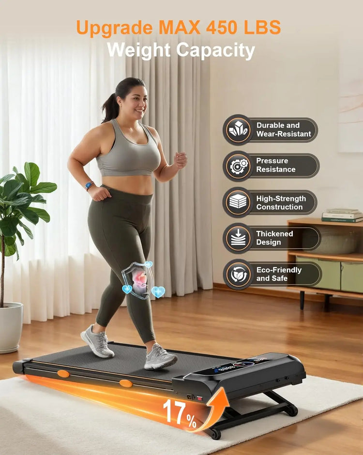 Walking Pad Treadmill with 3.5HP 17% Auto Incline 12-Level,450 lbs RGB UI Screen,3 in 1 Under Desk Treadmill with Auto Incline by Home for Health and Beauty