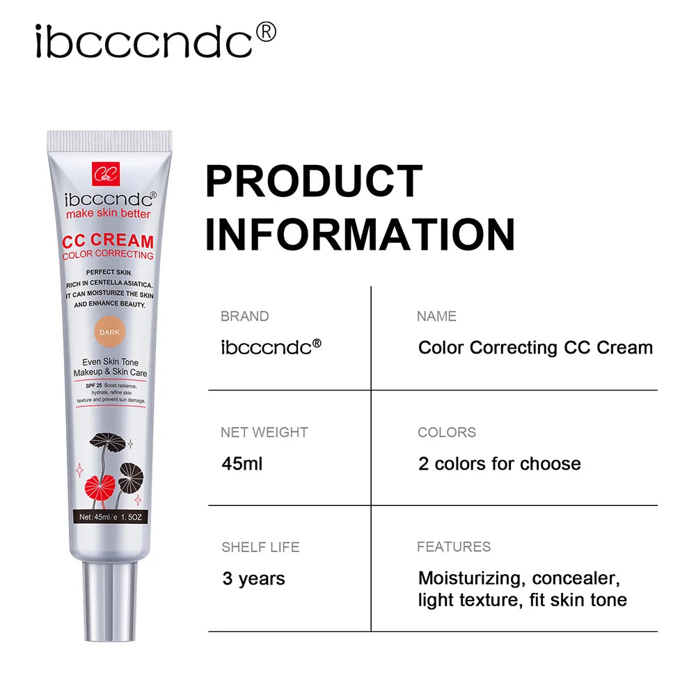 Color Correcting CC Cream Facial Centella Asiatica Repair BB Cream Natural Concealer Whitening Liquid Foundation Cosmetics by Home for Health and Beauty