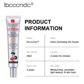 Color Correcting CC Cream Facial Centella Asiatica Repair BB Cream Natural Concealer Whitening Liquid Foundation Cosmetics by Home for Health and Beauty