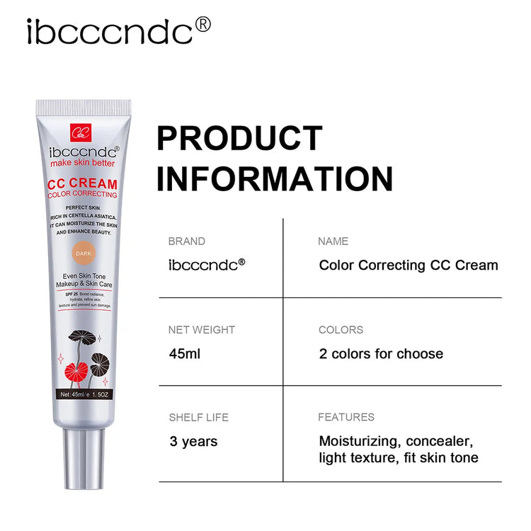 Color Correcting CC Cream Facial Centella Asiatica Repair BB Cream Natural Concealer Whitening Liquid Foundation Cosmetics by Home for Health and Beauty