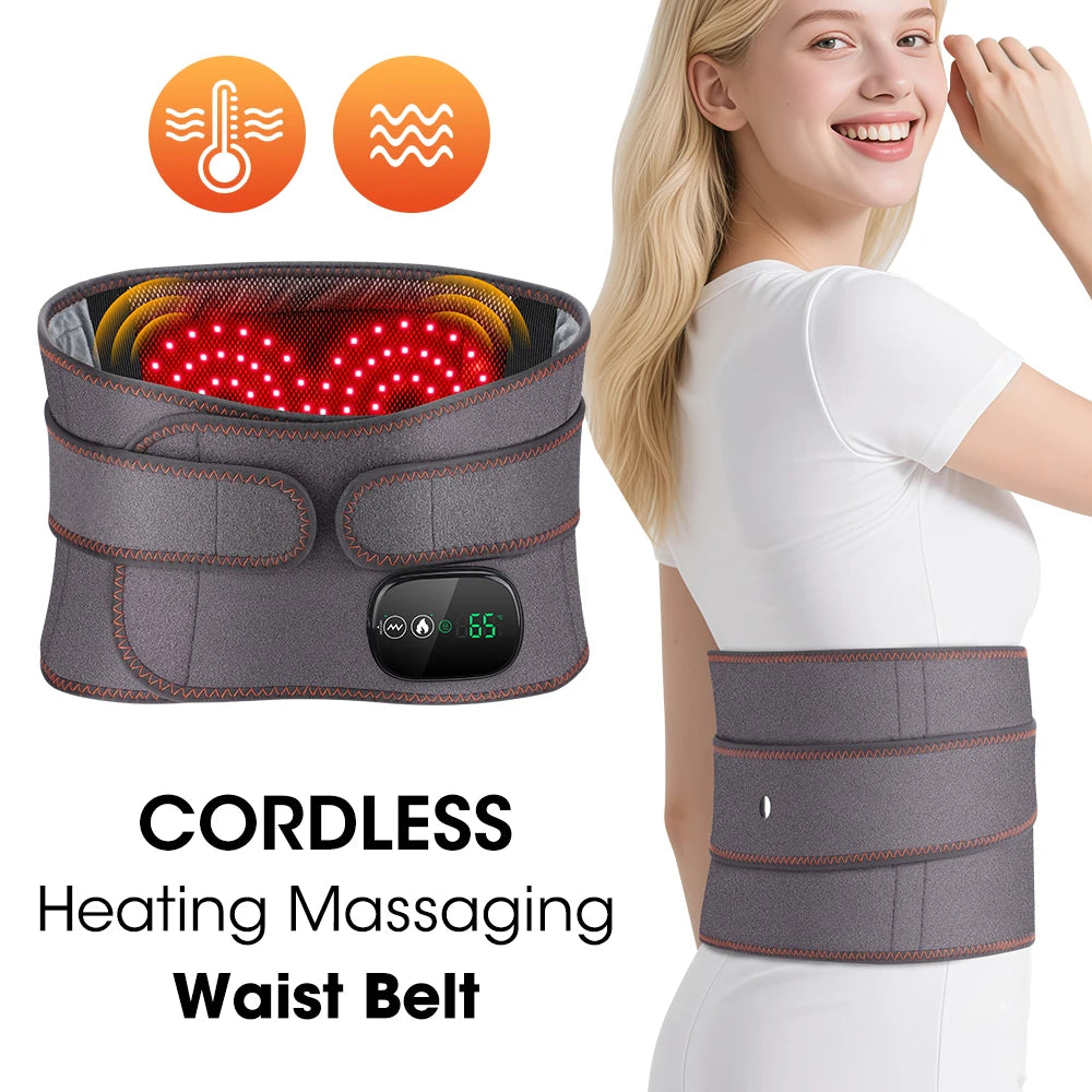 Agdoad Heating Vibration Massager Belt With Red Light Hot Compress Waist Support