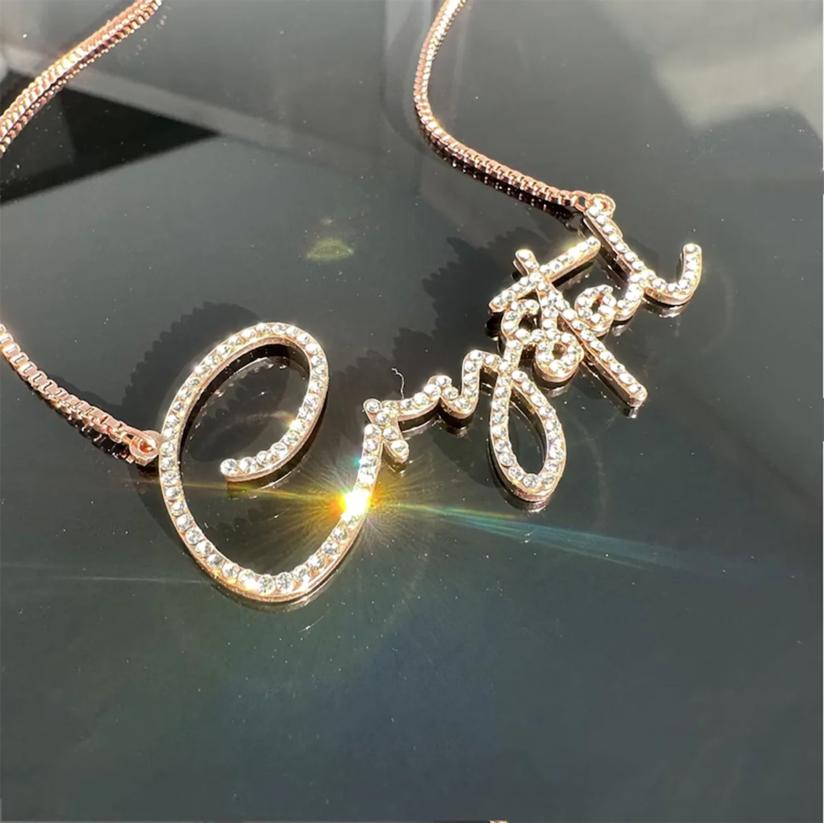 Personalized Crystal Diamond Nameplate Necklace For Women