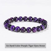 JD Natural Stone Beads Bracelet Amethyst Tiger Eye Crystal Quartz Agate Gem Beads Bangles Women Men Reiki Healling Jewelry Gift by Home for Health and Beauty