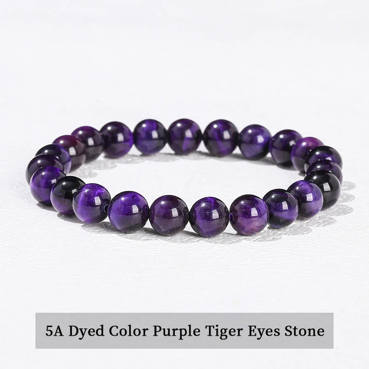 JD Natural Stone Beads Bracelet Amethyst Tiger Eye Crystal Quartz Agate Gem Beads Bangles Women Men Reiki Healling Jewelry Gift by Home for Health and Beauty