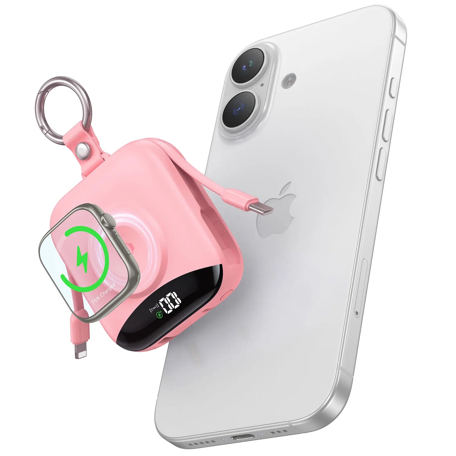 Apple Watch Power Bank With Wireless Charger Built In Lightning Cable Keychain by Home for Health and Beauty
