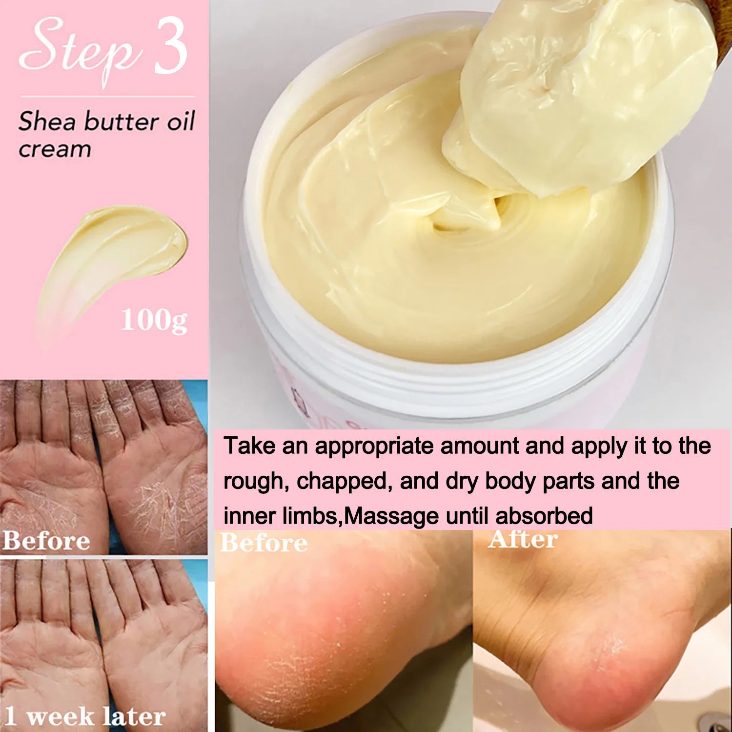AILKE Organic Shea Butter Oil Whitening Cream, Brightening, Moisturizing, Smooth Nourish, Soften Skin, for Face, Body, 100ml by Home for Health and Beauty