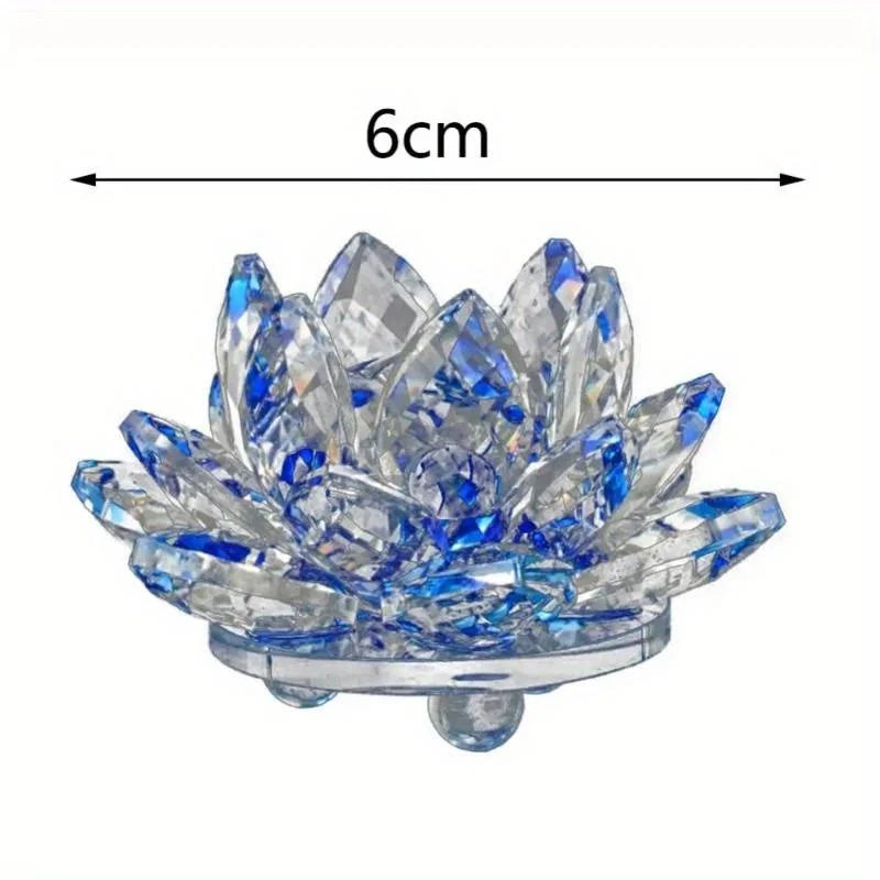 Crystal Lotus Flower Figurine Home Wedding Decoration Glass Craft Collection Paperweight Table Ornaments Souvenir Gifts by Home for Health and Beauty