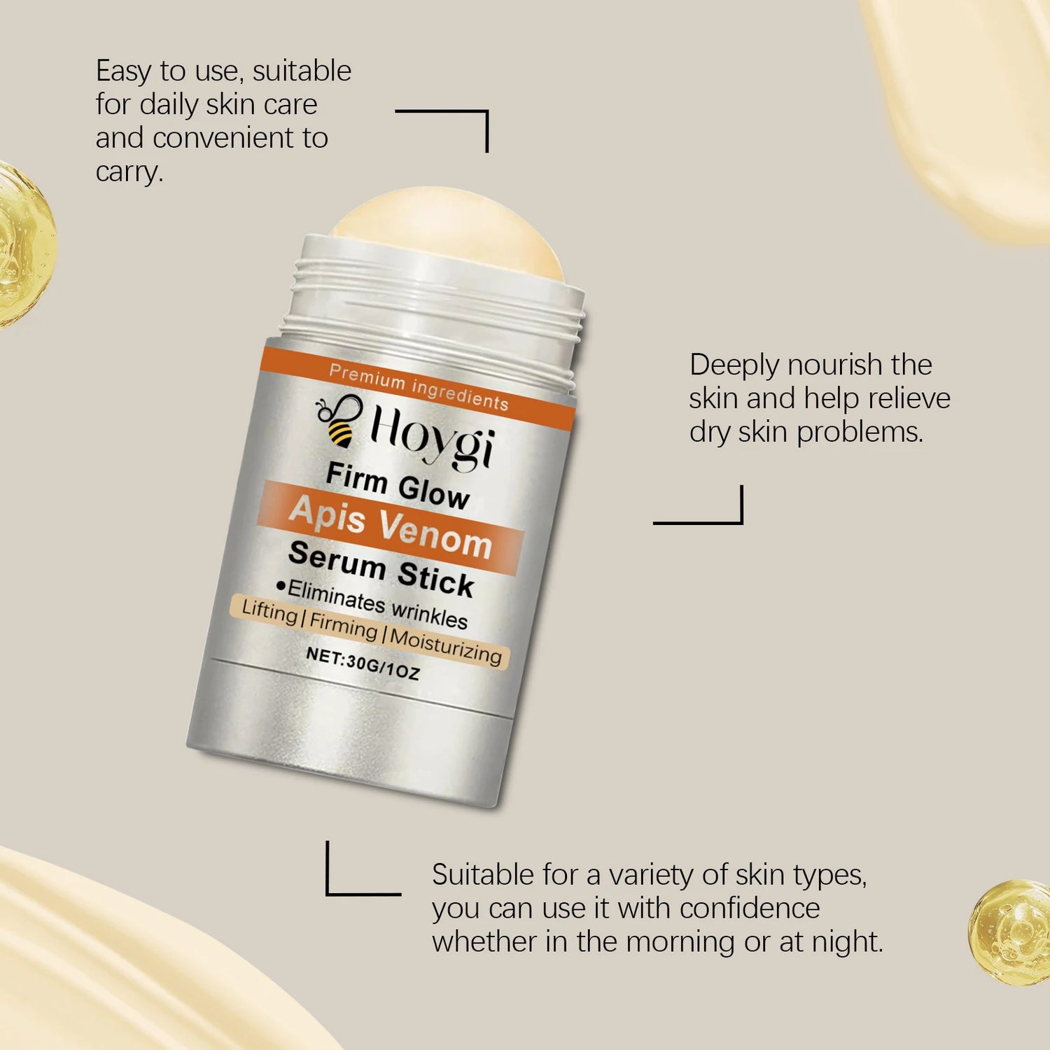 Bee Venom Serum Increase Elasticity Reduce Redness Firming Lifting Skin Care Stick Eliminates Wrinkles Improve Saggin Skin by Home for Health and Beauty