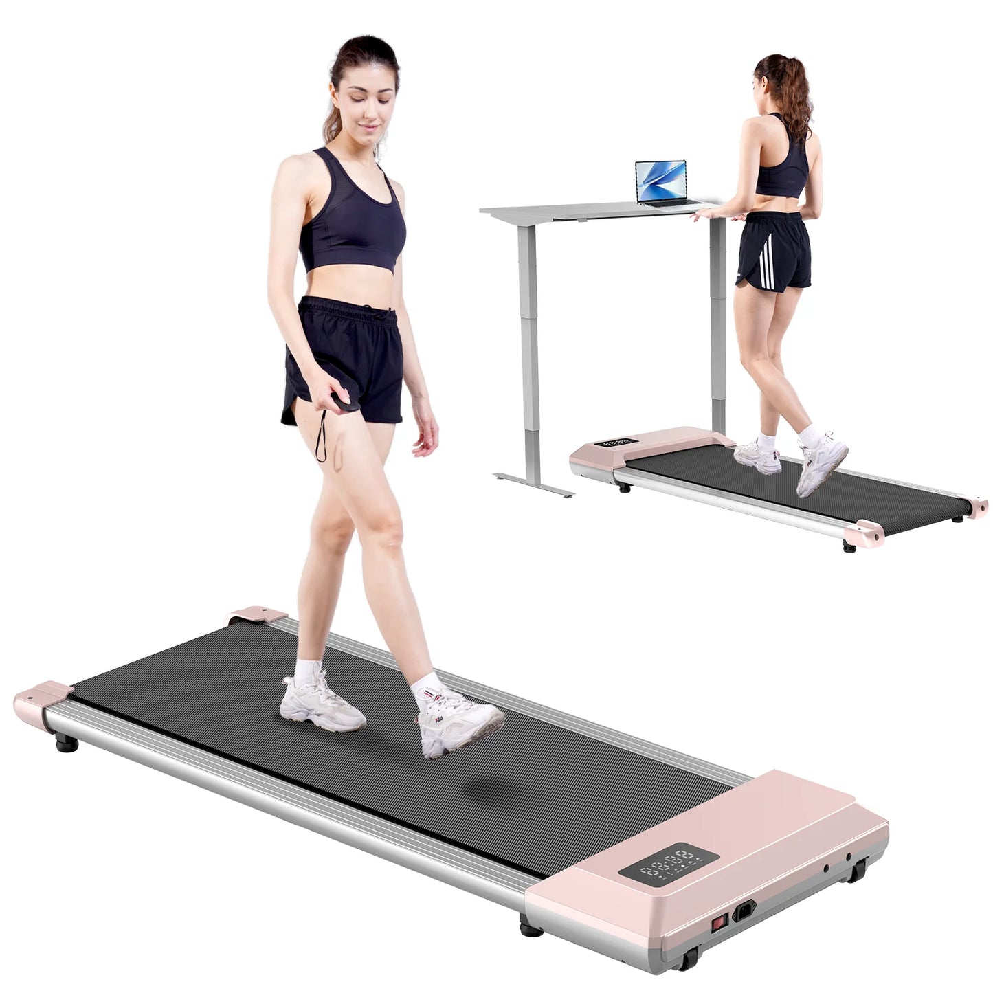 Driving Walking Pad Mini Treadmill Under Desk Quiet Portable