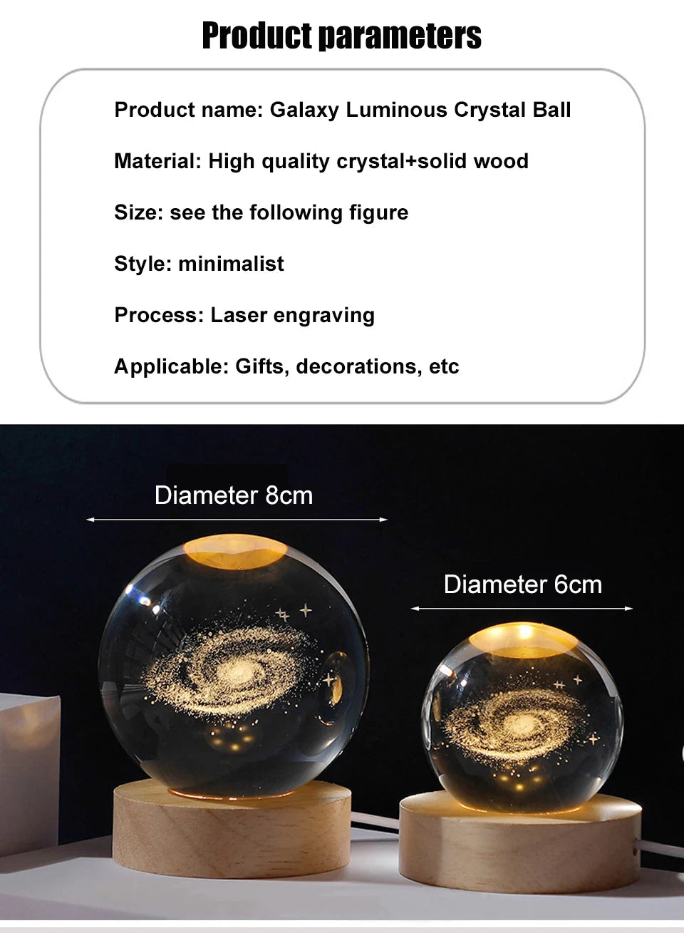 3D Moon Crystal Ball Astronomy Galaxy Solar System Saturn Luminous Balls Snow Glass Globe Night Light Home Desktop Decoration solar system sphere stand globe earth gyro ball planet by Home for Health and Beauty