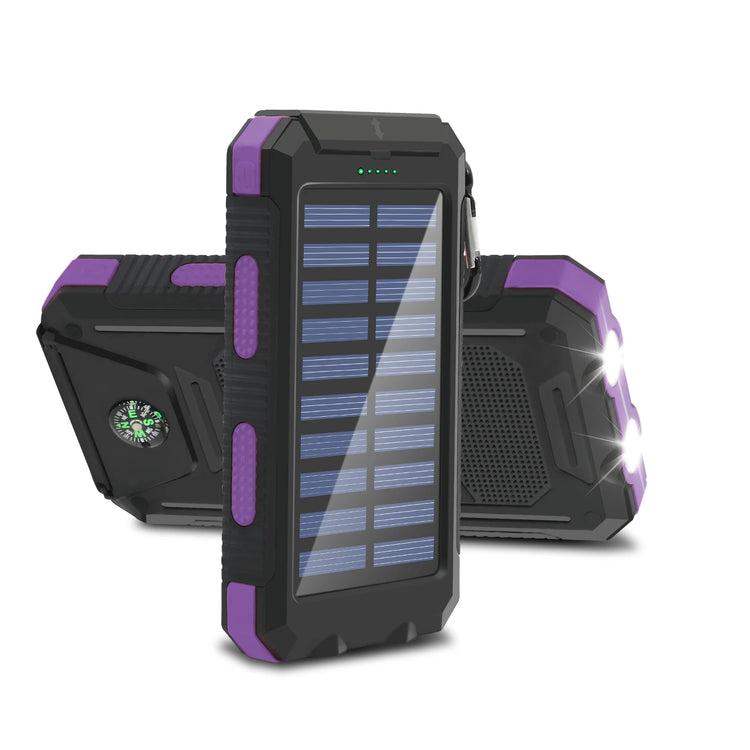 20000mAh Solar Power Bank Large Capacity Portable Outdoor Fast Charging Built-in Li-polymer Battery LDE Light for iphone Samsung by Home for Health and Beauty