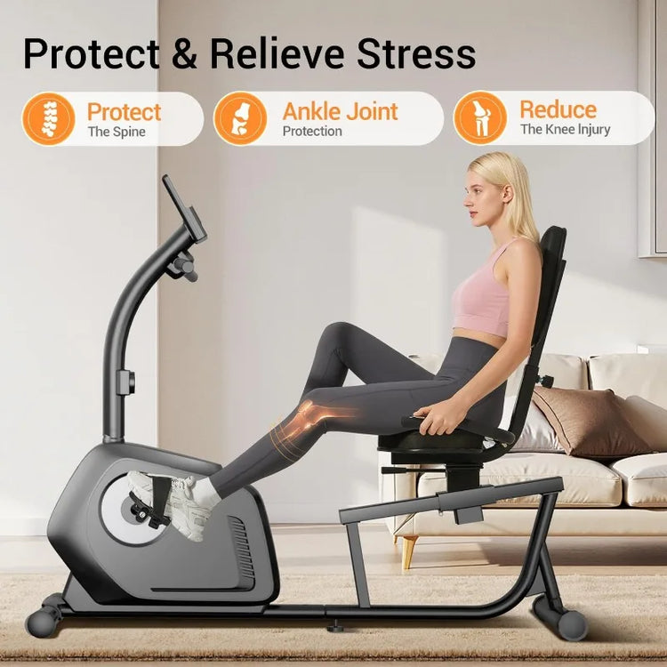 CURSOR FITNESS Recumbent Exercise Bike, 16-Level Magnetic Resistance Stationary Bike for Home workout with Pulse S by Home for Health and Beauty