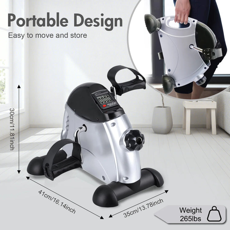 Mini Under Desk Pedal Exerciser Bike Multi-Function Motorized Digital With LCD Screen Display for Leg Arm and Knee for Elderly by Home for Health and Beauty