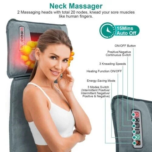 Electric Mat Kneading Vibrating Full Body Massager With Heating by Home for Health and Beauty