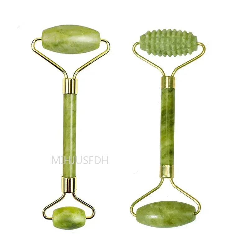 Natural Jade Roller Massager For Face, Body, Back Gua Sha by Home for Health and Beauty