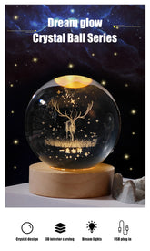 3D Moon Crystal Ball Astronomy Galaxy Solar System Saturn Luminous Balls Snow Glass Globe Night Light Home Desktop Decoration solar system sphere stand globe earth gyro ball planet by Home for Health and Beauty