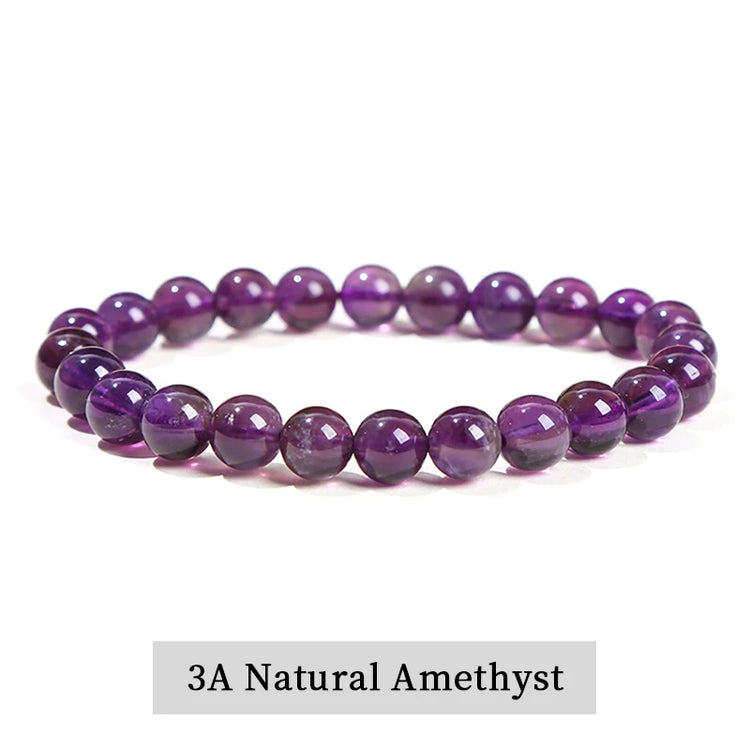 JD Natural Stone Beads Bracelet Amethyst Tiger Eye Crystal Quartz Agate Gem Beads Bangles Women Men Reiki Healling Jewelry Gift by Home for Health and Beauty