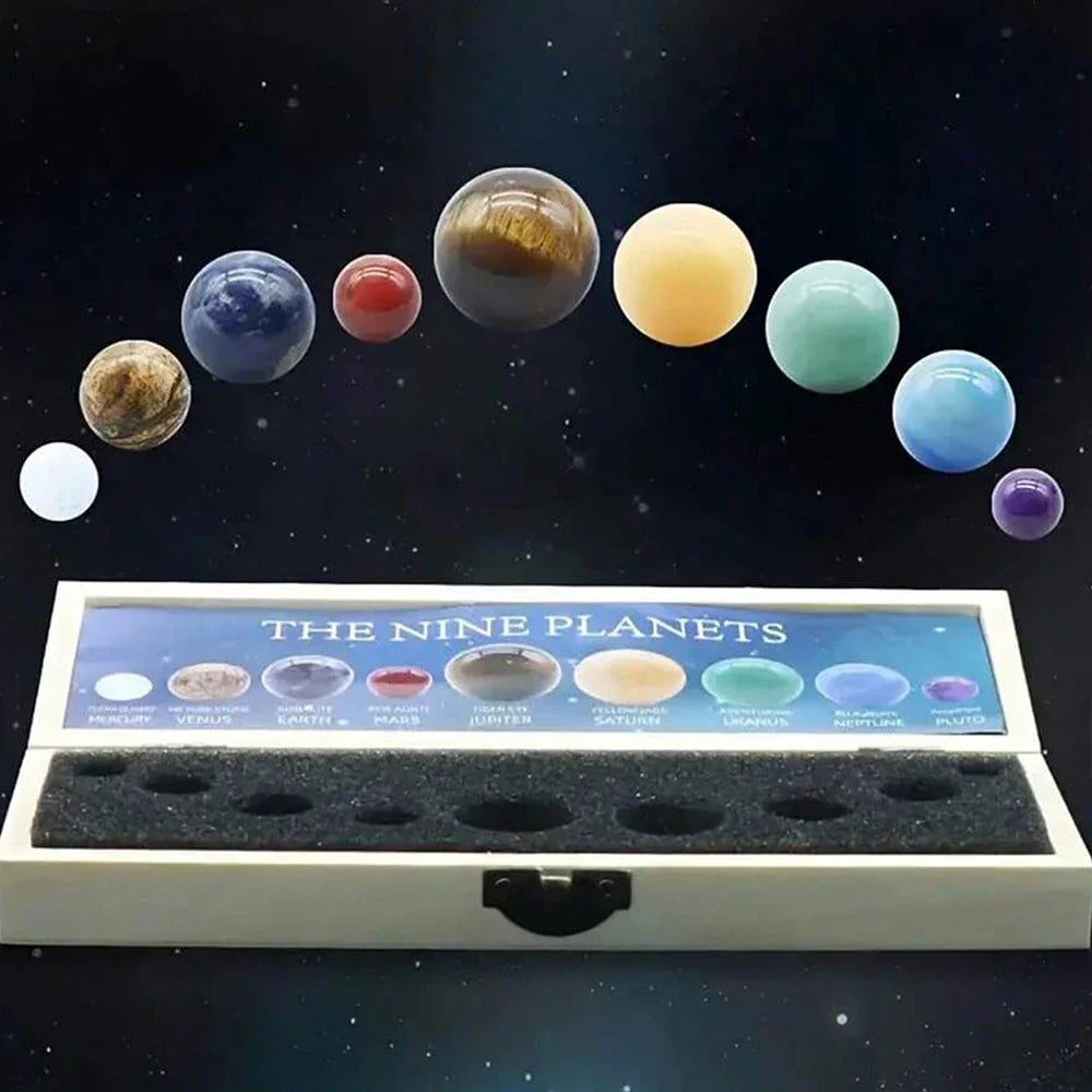 Solar System Natural Crystal Gemstones Set 9 Planets Sphere Ball Stone Galaxy Model Ornaments Gift Home Office Decor by Home for Health and Beauty