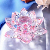 Crystal Lotus Flower Figurine Home Wedding Decoration Glass Craft Collection Paperweight Table Ornaments Souvenir Gifts by Home for Health and Beauty