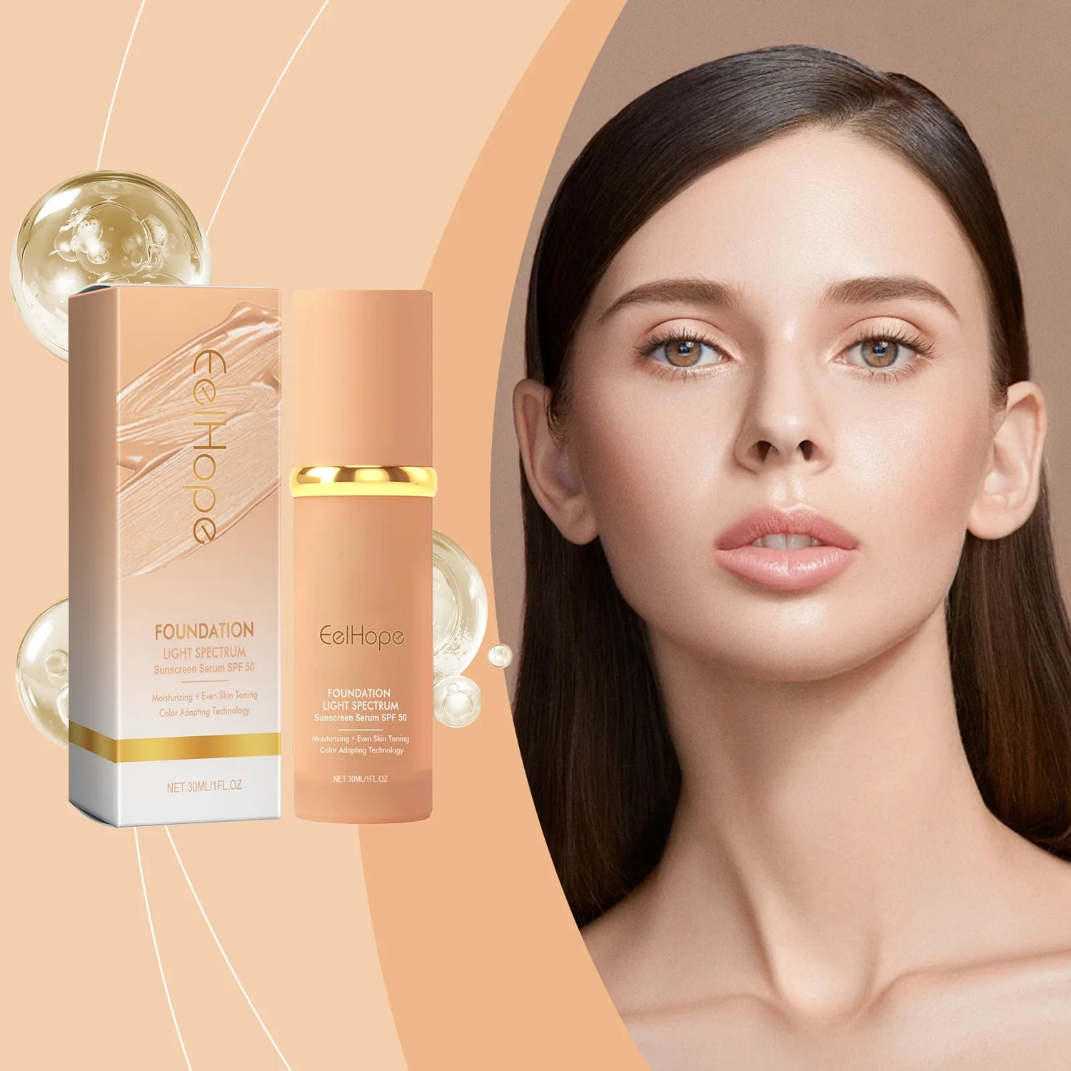 4-in-1 Liquid Foundation Spf 50+ Magic Color Changing Matte Long-Lasting Waterproof Sweating Moisturizing Coverage Makeup Base by Home for Health and Beauty
