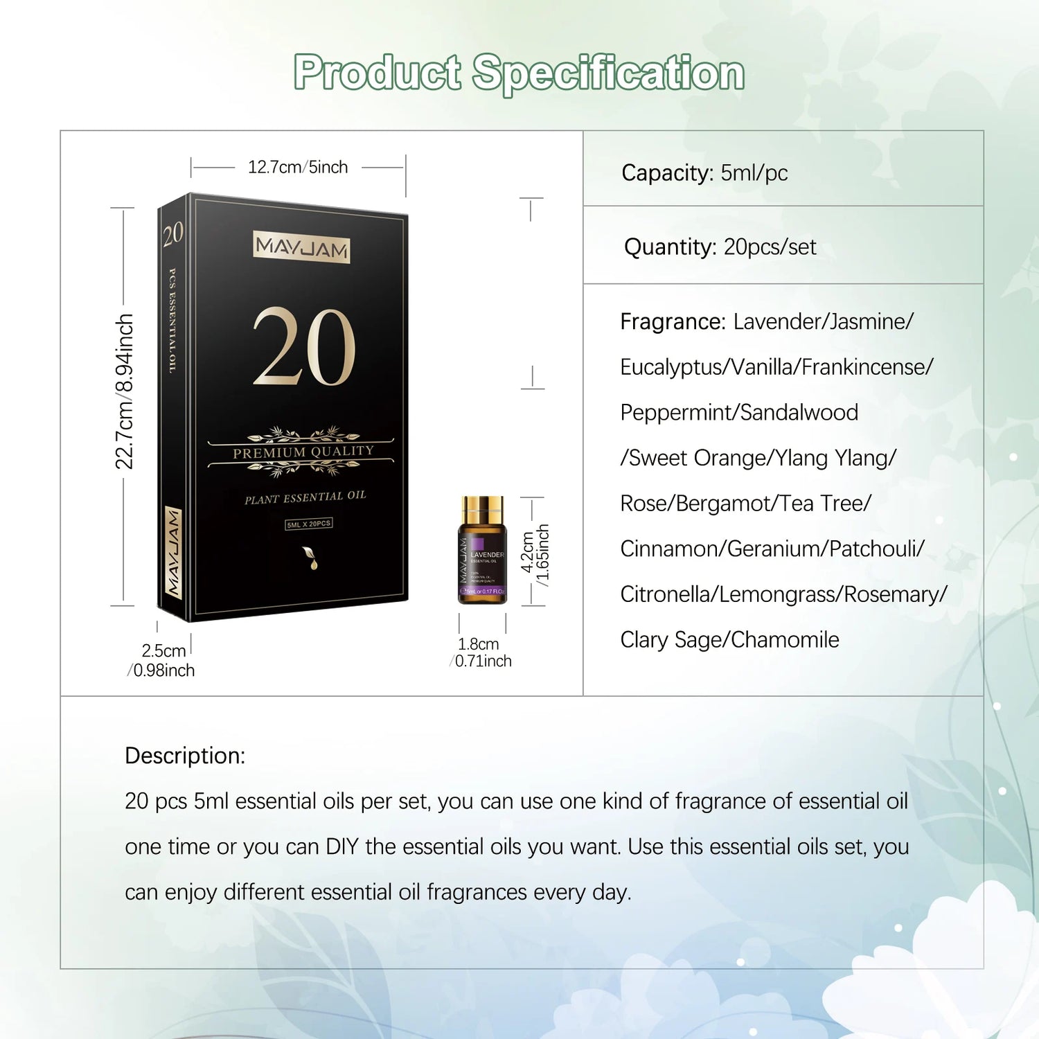 Pure Essential Oils Gift Box Set for Diffusers by Home for Health and Beauty
