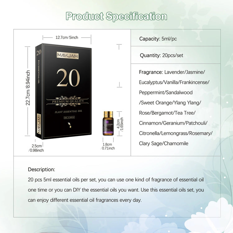 Pure Essential Oils Gift Box Set for Diffusers by Home for Health and Beauty