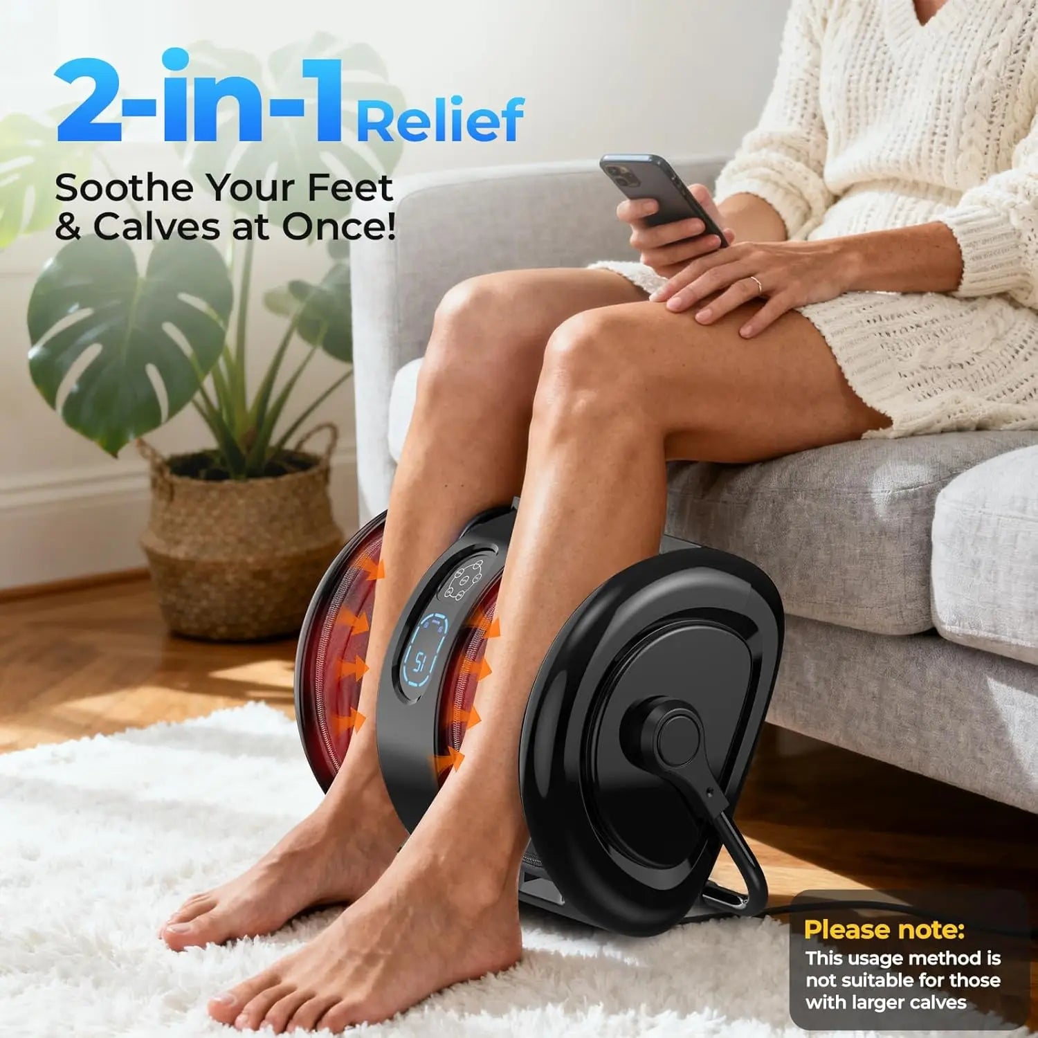 Foot Calf Massager With Heat Shiatsu Airbags 3 Speed by Home for Health and Beauty